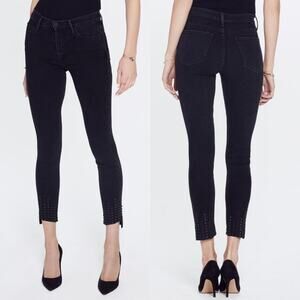 MOTHER The Stunner Zip Ankle Jeans Women’s Size 26 Wrong Side Fray Hem Studded